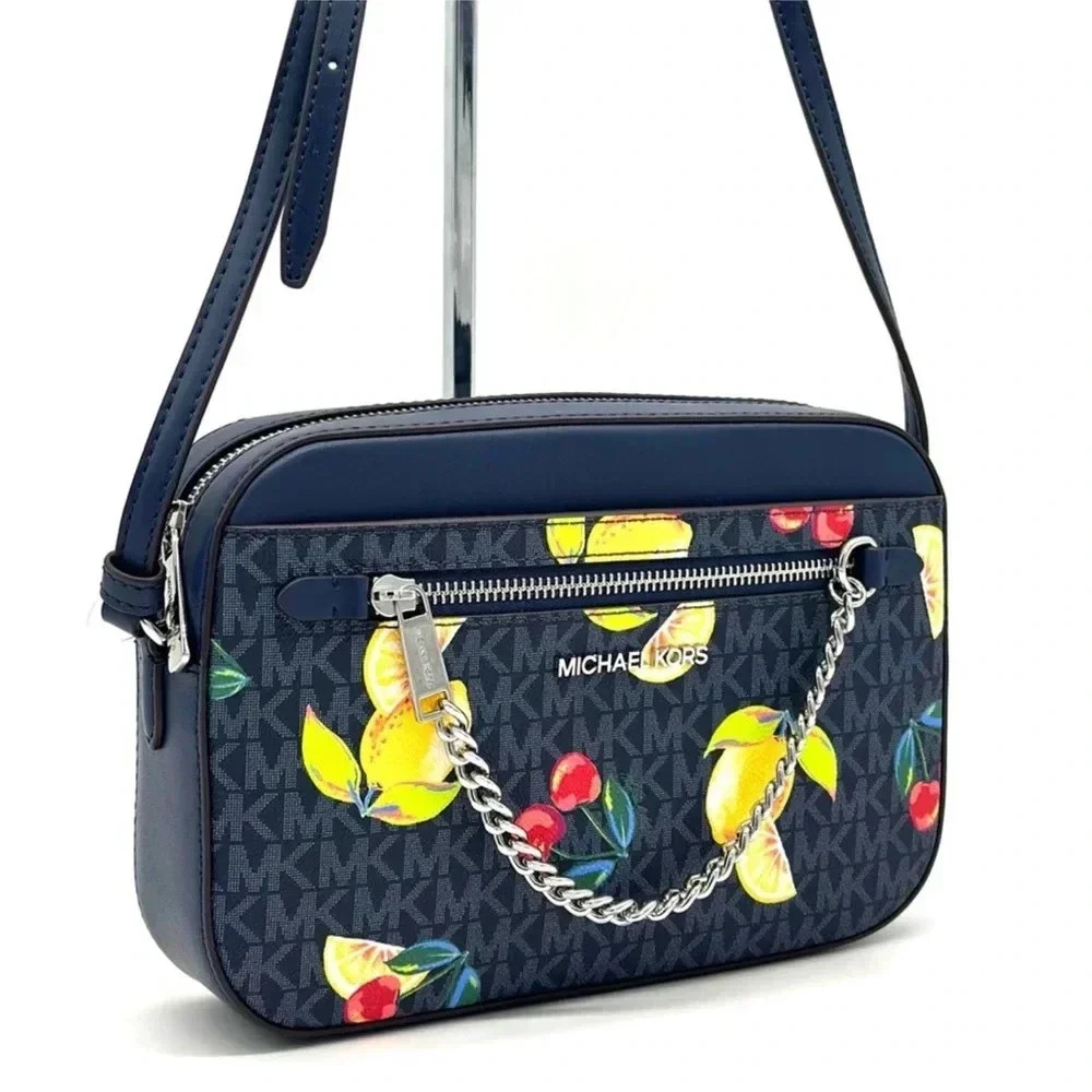 Michael Kors Large EW Zip Chain Xbody Crossbody Bag Admiral Navy - Picture 2 of 11